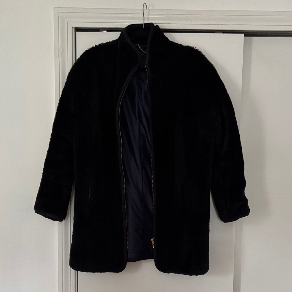 J. Crew Black Faux Fur Coat